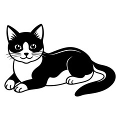 Adorable 2D Cute Cat Lying Down and Looking at the Camera 