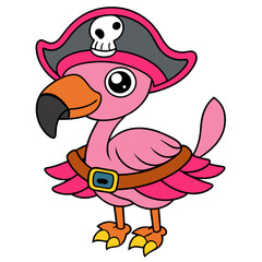 Simple Pirate Flamingo Coloring Pages for Kids Printable Design