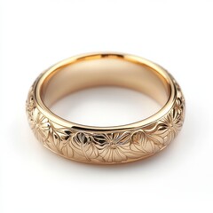 Elegant gold wedding ring featuring intricate floral engravings, perfect for celebrations of love and commitment