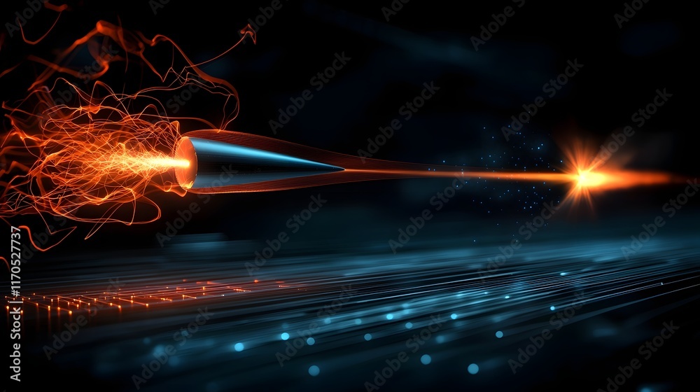 Poster precise virtual simulation of projectile motion created by quantum computing showcasing parabolic ar