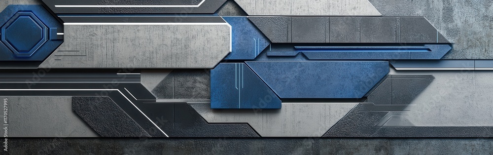 Aufkleber Futuristic geometric metallic layout showcasing sleek lines and sharp angles in a modern design