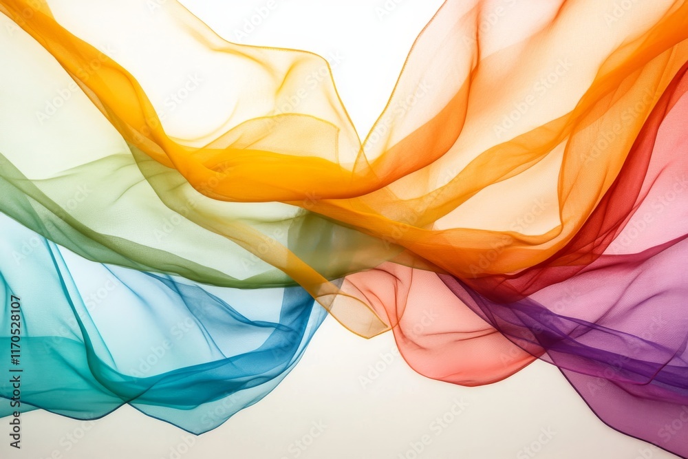 Poster Bright and colorful layers of soft brushstrokes swirl together, forming a vibrant gradient with flowing textures, while leaving space for text on the left