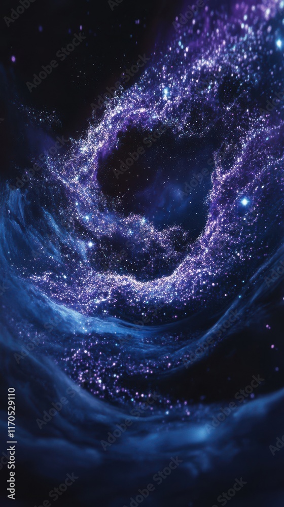 Aufkleber deep purple cosmic swirl with sparkling stars and swirling galaxies creating an enchanting celestial