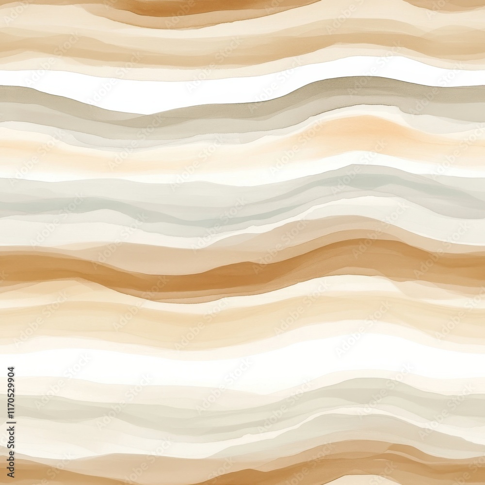 Poster Calming watercolor doodle patterns in soft earthy tones create a tranquil atmosphere ideal for relaxation and creativity