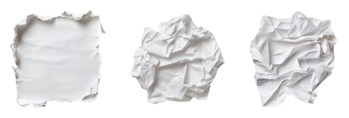 Crumpled and Torn White Paper Textures