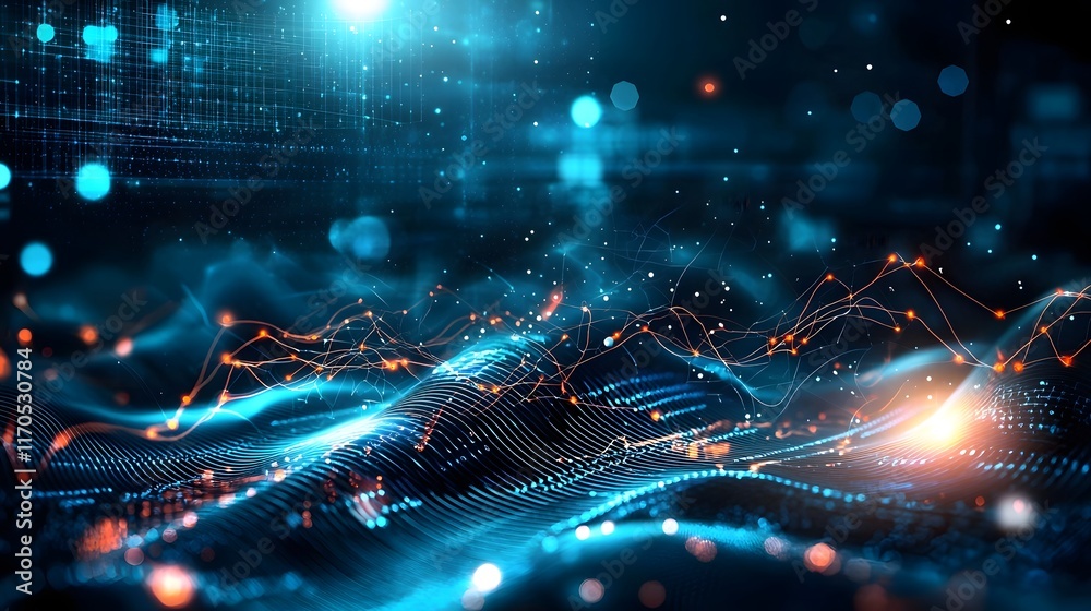 Poster Quantum Computing Simulation of Electric Fields and Currents in a Laboratory Environment with Glowing Data Overlays and Interactive Visualizations Leaving Copy Space at the Top Left