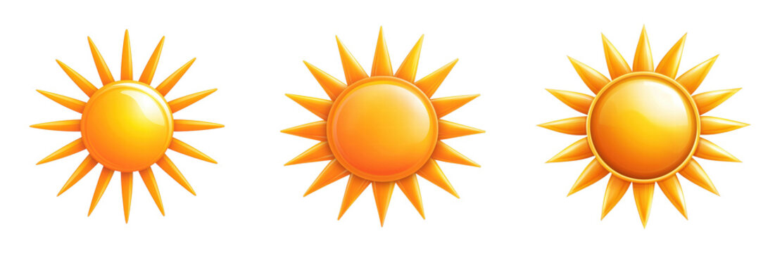 Collection of vibrant sun icons with rays