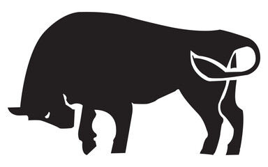 Silhouette of bull head black and white flat vector icon design. Tattoo