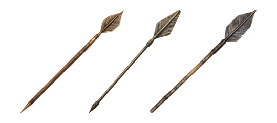 Collection of ancient arrows with detailed craftsmanship