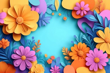 Colorful Fun Flower Frame Illustration for Kids
