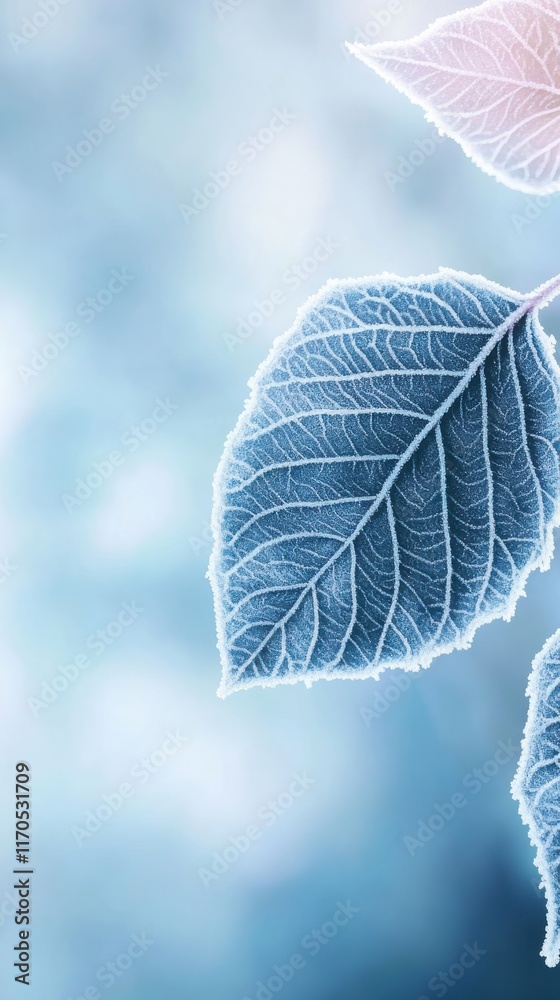 Poster Close-up view of a single leaf showcasing intricate details and vibrant colors against a soft blurred background