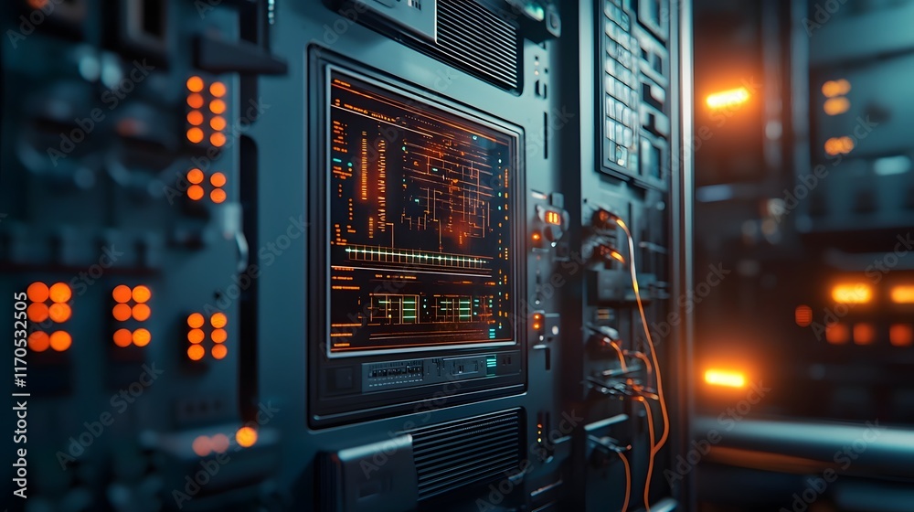 Poster Futuristic setup where quantum algorithms analyze electrical resistance and conductance in circuits with glowing data panels and energy lines leaving copy space on the right  Advanced technology