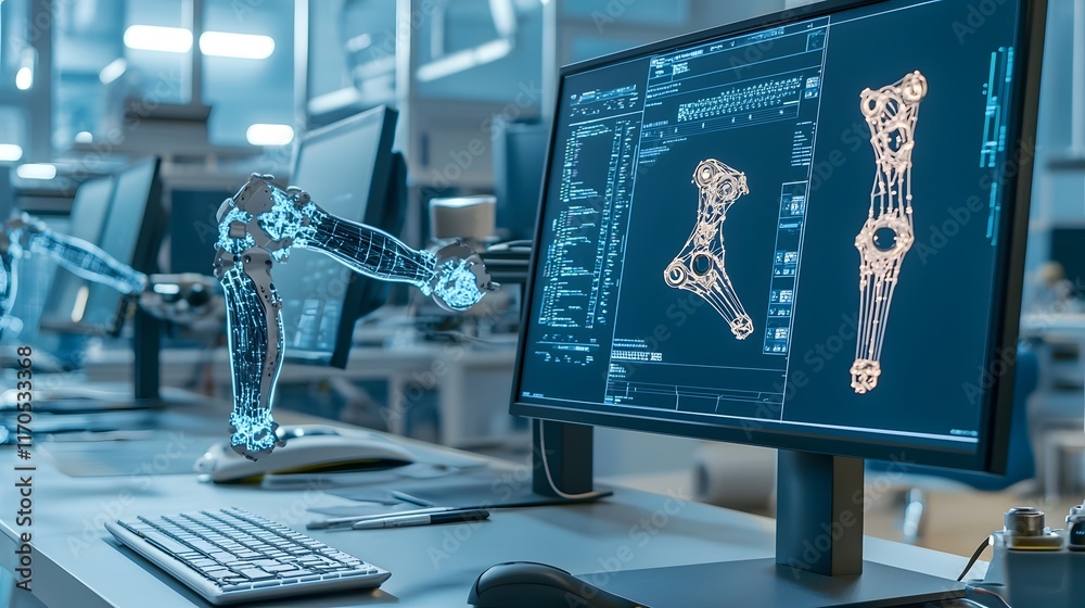 Poster sleek laboratory setting where quantum computing is used to dynamically simulate and optimize the mo