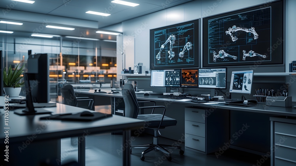 Poster a sleek laboratory showcases the cutting edge technology of quantum computing optimizing prosthetic 