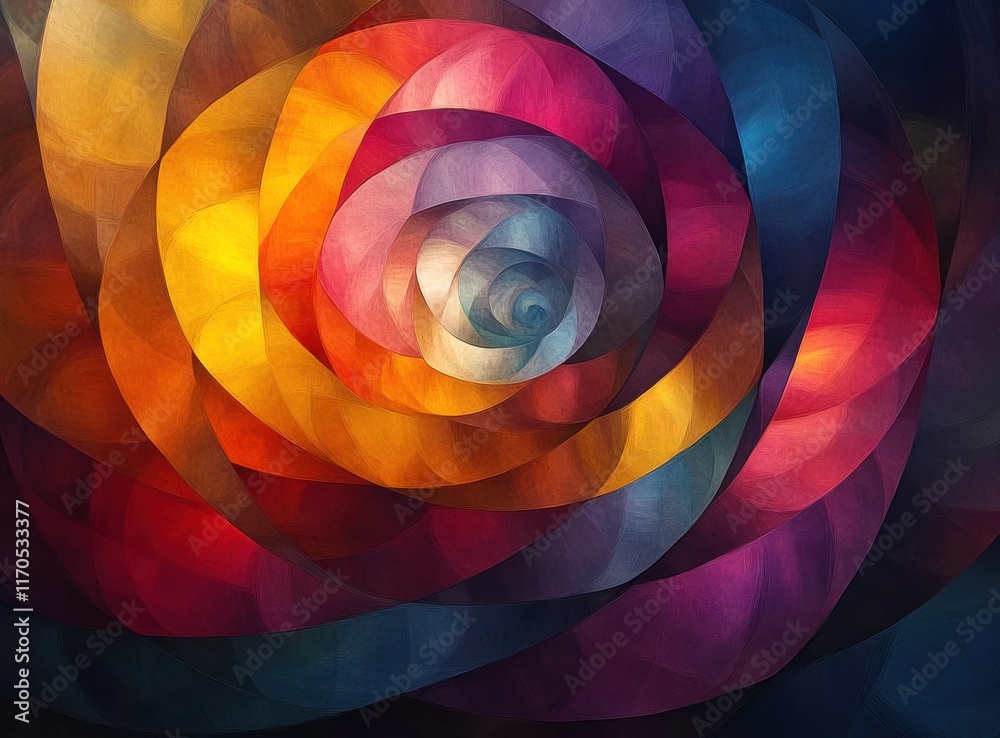 Poster Digital Pop Background with Geometric Tunnel Warp and Vibrant Colors