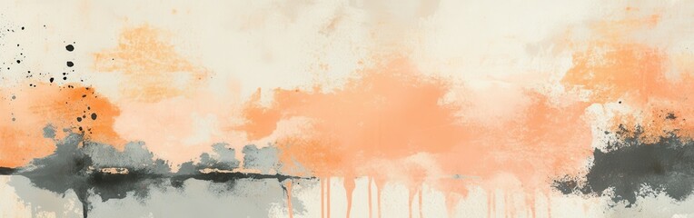 Soft pastel peach and gray abstract artwork showcasing jagged blotches in a calming, modern design for contemporary spaces