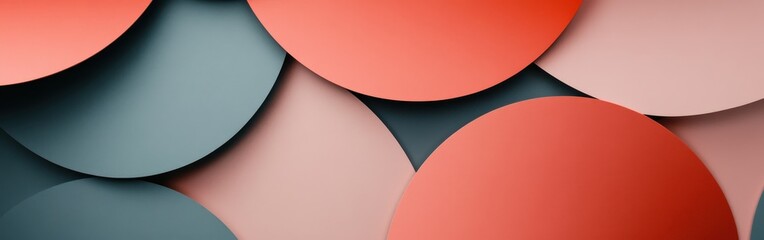 Muted coral and gray arcs create a dynamic pattern for a modern aesthetic in any setting