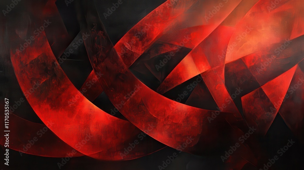 Leinwandbilder cascading shapes in fiery red and deep black create a bold visual contrast