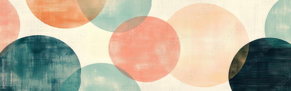 Poster Overlapping pencil strokes create a whimsical pattern of muted circles in a soft, artistic composition