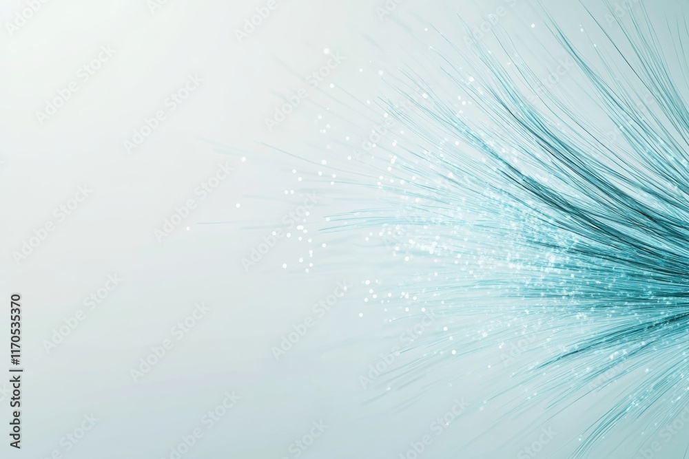 Aufkleber Glowing light source radiates soft blue rays that spread outward, creating an ethereal effect against a pale gray backdrop with space for text