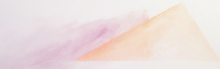 Fototapeta premium Minimalist white canvas featuring delicate pencil and soft watercolor triangle