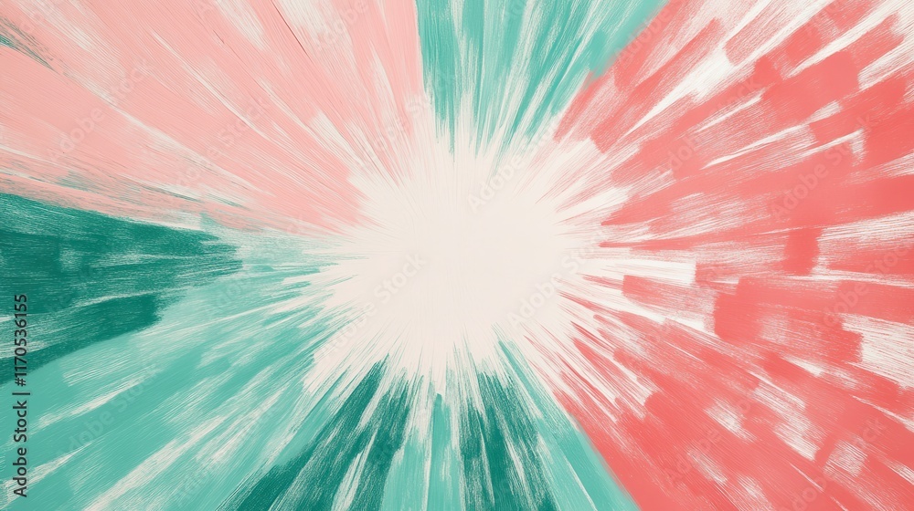 Poster Dynamic minimalist pencil strokes showcasing vibrant burst of colors in abstract composition