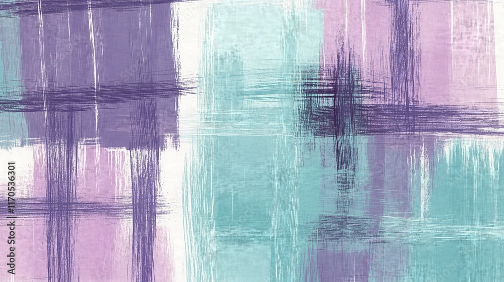 Aufkleber Minimalist pencil strokes create a soothing pattern in pastel colors with dashed lines on a textured background