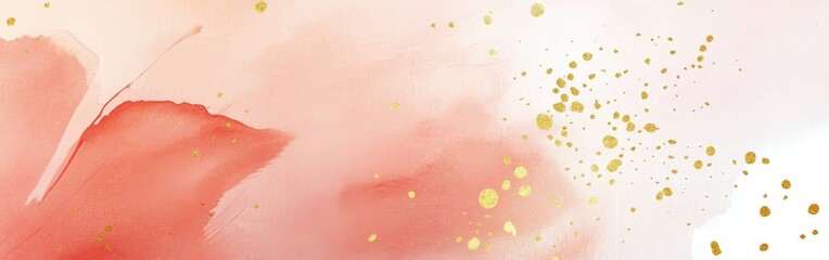 Fototapeta premium Pastel coral strokes with golden accents creating a soothing abstract visual effect