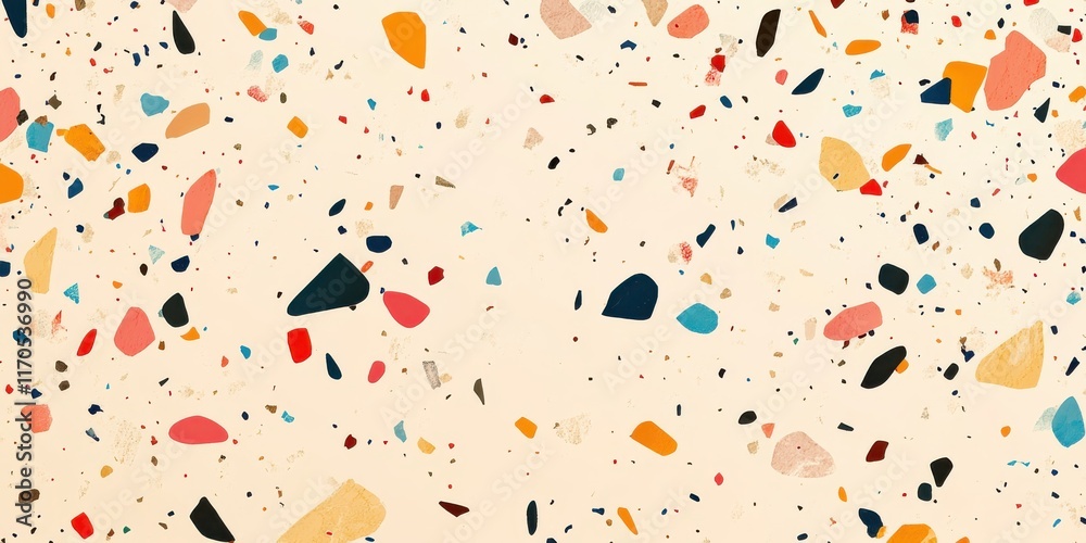 Aufkleber textured terrazzo pattern featuring colorful fragments and a light background for design projects an