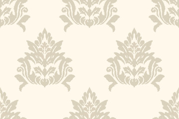 Ikat embroidery on white background. Traditional ethnic ikat, aztec abstract vector pattern, seamless pattern in tribal, folk embroidery and mexican style.