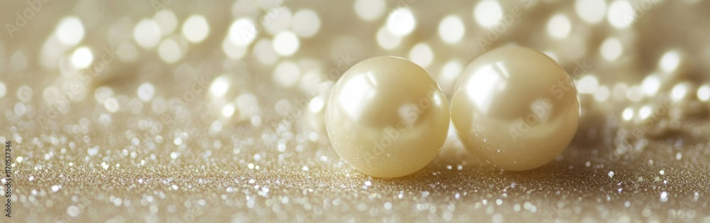 Poster elegant pearl white and pastel yellow sparkles create a serene atmosphere on a soft background at a 