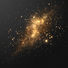 Fototapeta premium Golden star cluster with shimmering halos, varying sizes, captivating celestial beauty, transparent background, ideal for digital designs