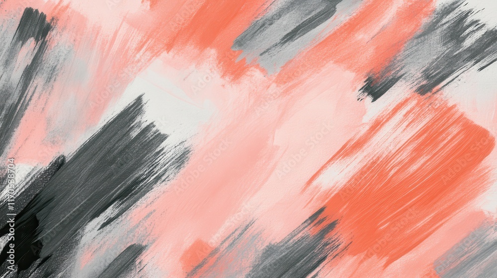 Aufkleber elegant abstract composition with dynamic pencil strokes in coral and gray tones