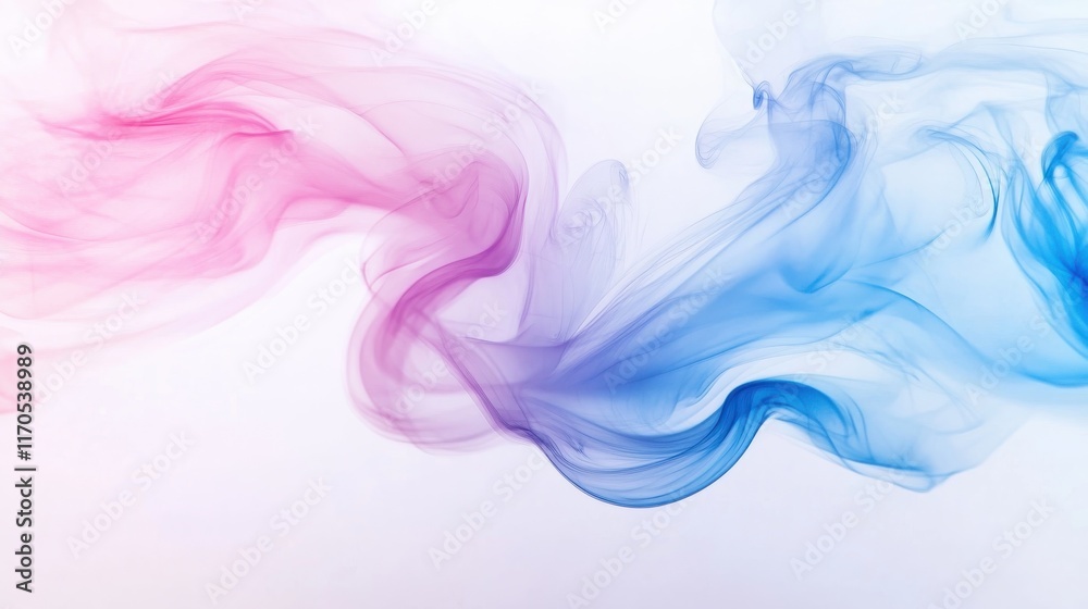 Poster elegant pastel pink and blue mist swirls softly across a calm background, creating a soothing atmosp