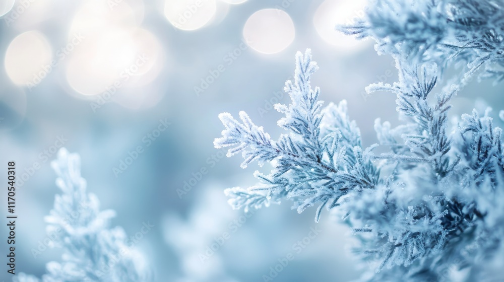 Aufkleber cool-toned bokeh lights create a serene winter atmosphere with icy blue hues and soft textures