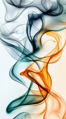 Abstract Swirling Smoke Teal Orange and Gray Hues