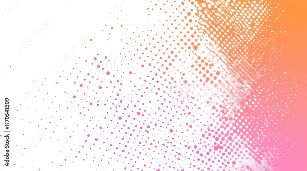 Poster bright pastel orange blending into soft pink with a textured dotted pattern