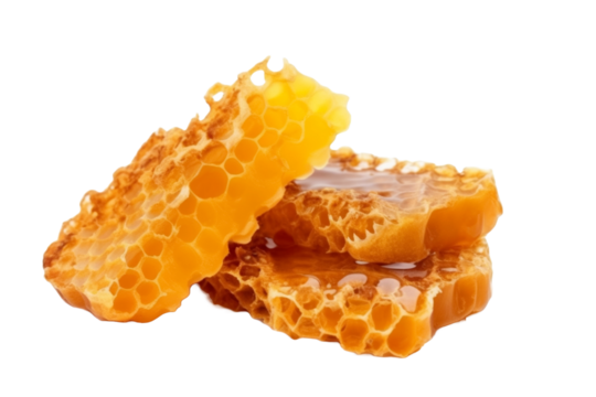 Stack of Honeycomb with honey on transparent background PNG. 

