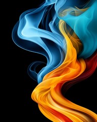 Obraz premium Abstract Swirling Smoke Blue Orange Red Dynamic Flowing Energy Design Background
