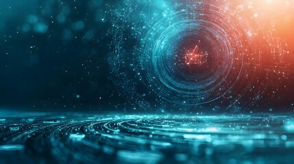 Fototapeta premium Quantum Computing Visualizing Gravitational Wave Propagation in Spacetime with Animated Ripples and Energy Diagrams