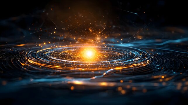 Stunning digital of quantum computing simulating the relativistic effects occurring near a neutron star featuring curved spacetime grids and glowing energy fields