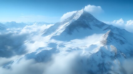 Majestic Snowy Mountain Peak Above Cloudscape