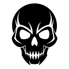 Symmetric Black Skull Design for Print