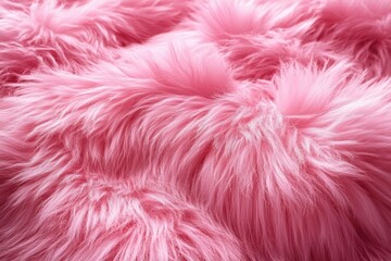 Fluffy Pink Faux Fur Close-Up Soft Cozy Texture Warm Background for Fashion Textile and Abstract Designs