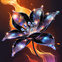 crystal kamboja flower in the fire background, created by geneative ai