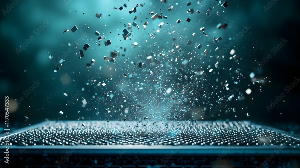 Poster quantum computing simulation visualizing the photoelectric effect with virtual particles being emitt