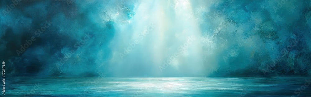 Aufkleber mystical space featuring soft teal hues and ethereal light shimmering on calm waters