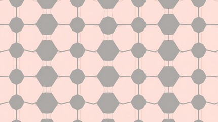 Abstract Geometric Pattern:  A seamless, geometric pattern with a subtle, elegant design. The pattern features interlocking hexagons and circles in soft gray and blush pink colors.