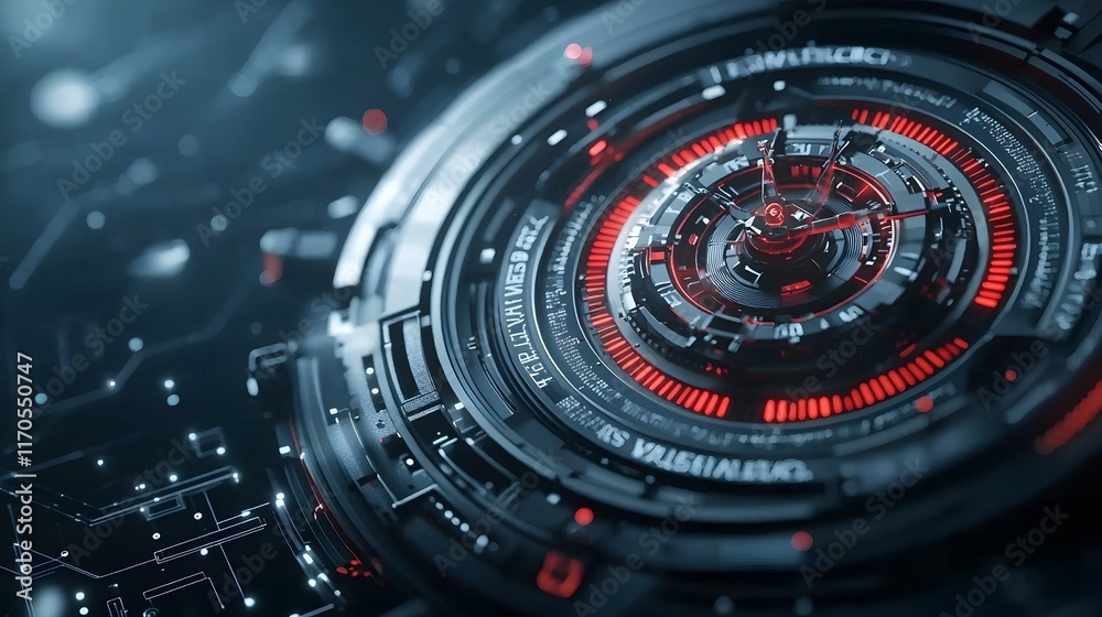 Poster Quantum Interface Showcasing Angular in a Rotating System with Time Dependent Rotational Speed Changes Leaving Copy Space at the Bottom Left for Overlay