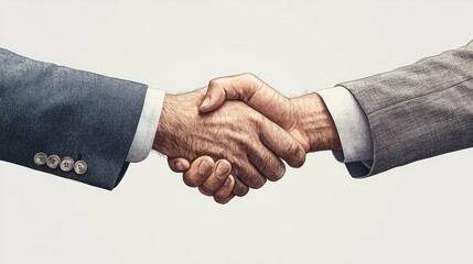 Watercolor Corporate Handshake - Private Credit Agreement Symbol, Clipart Illustration on White Background